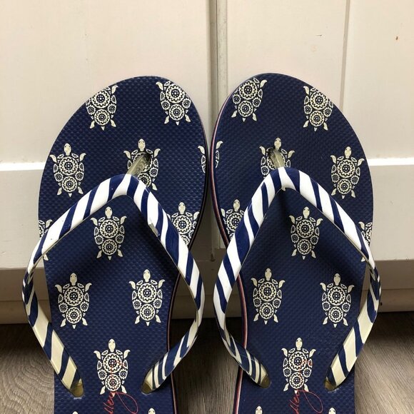 Vera Bradley Size 7/8 Turtle Flip Flops Red White and Blue Patriotic Sandals - Picture 5 of 8